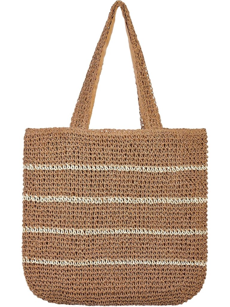Straw Beach Bag For Women Summer Handmade Woven Shoulder Beach Tote Bag Large Ca